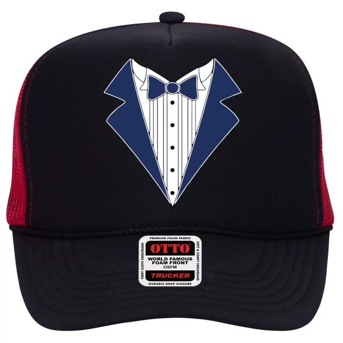 Navy Tux Tuxedo High Crown Mesh Trucker Hat