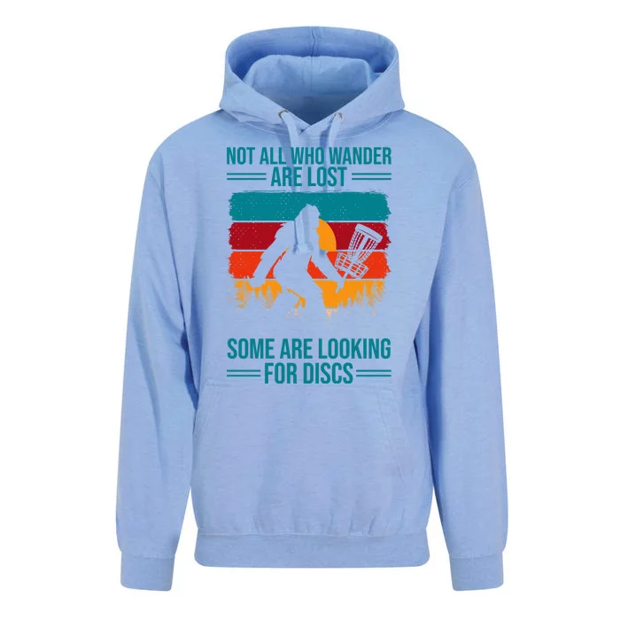 Not All Who Wander Are Lost Some Are Looking For Discs Golf Bigfoot Vintage Unisex Surf Hoodie