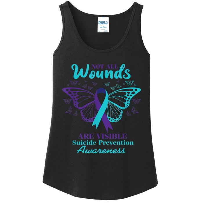 Not All Wounds Are Visible Suicide Awareness Mental Health Ladies Essential Tank