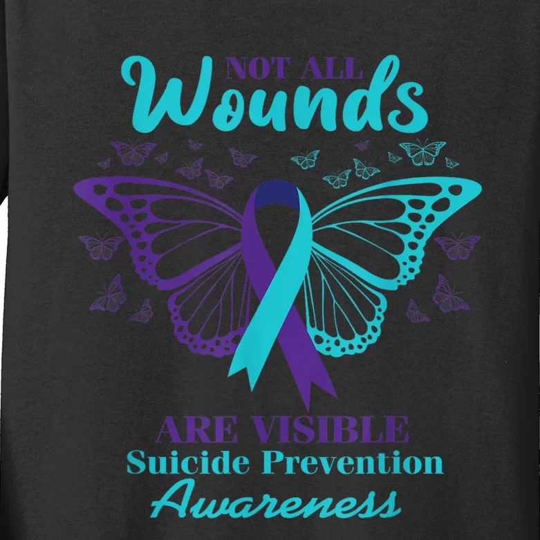 Not All Wounds Are Visible Suicide Awareness Mental Health Kids Long Sleeve Shirt