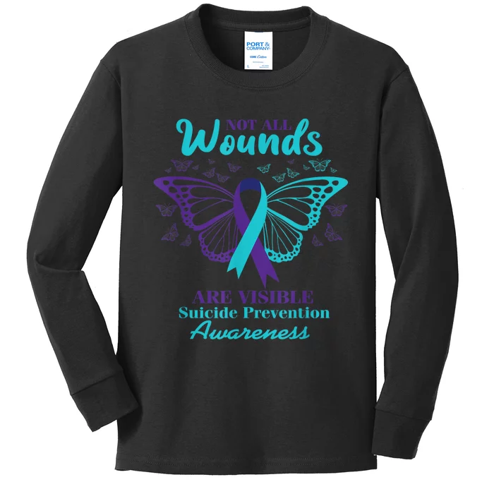 Not All Wounds Are Visible Suicide Awareness Mental Health Kids Long Sleeve Shirt