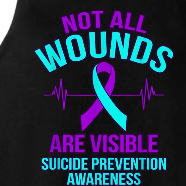 Not All Wounds Are Visible Happy Suicide Awareness Graphic Ladies Tri-Blend Wicking Tank