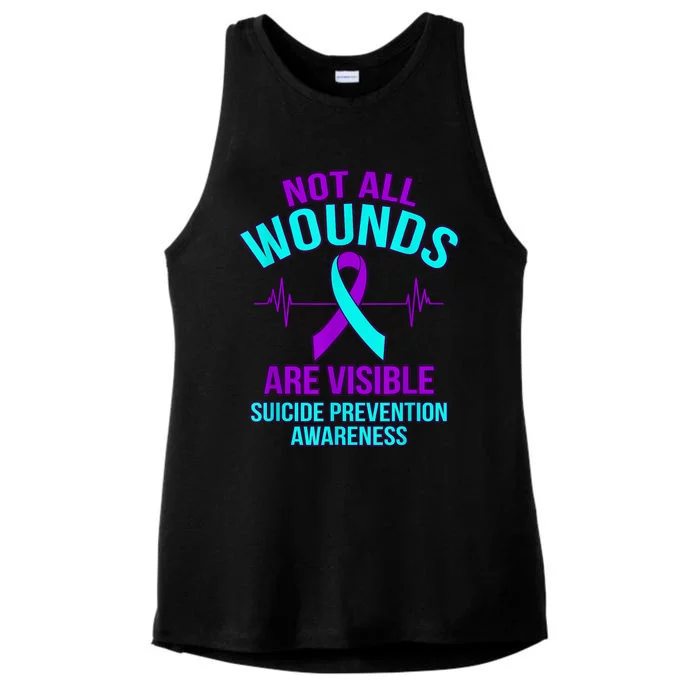 Not All Wounds Are Visible Happy Suicide Awareness Graphic Ladies Tri-Blend Wicking Tank