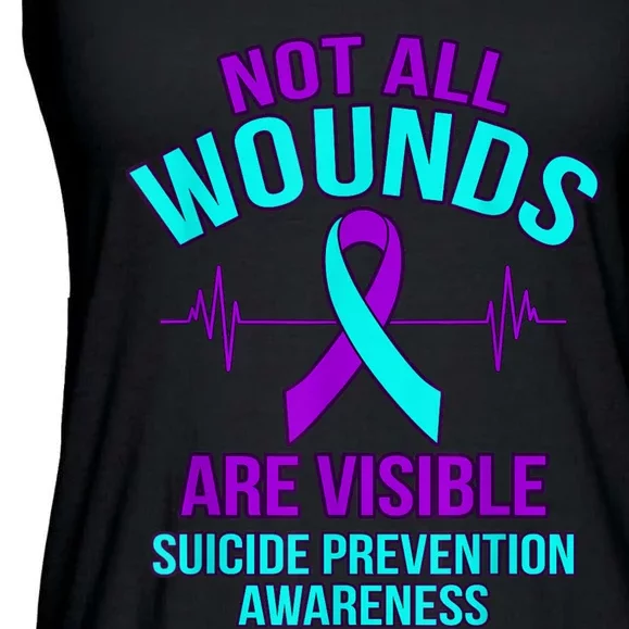 Not All Wounds Are Visible Happy Suicide Awareness Graphic Ladies Essential Flowy Tank