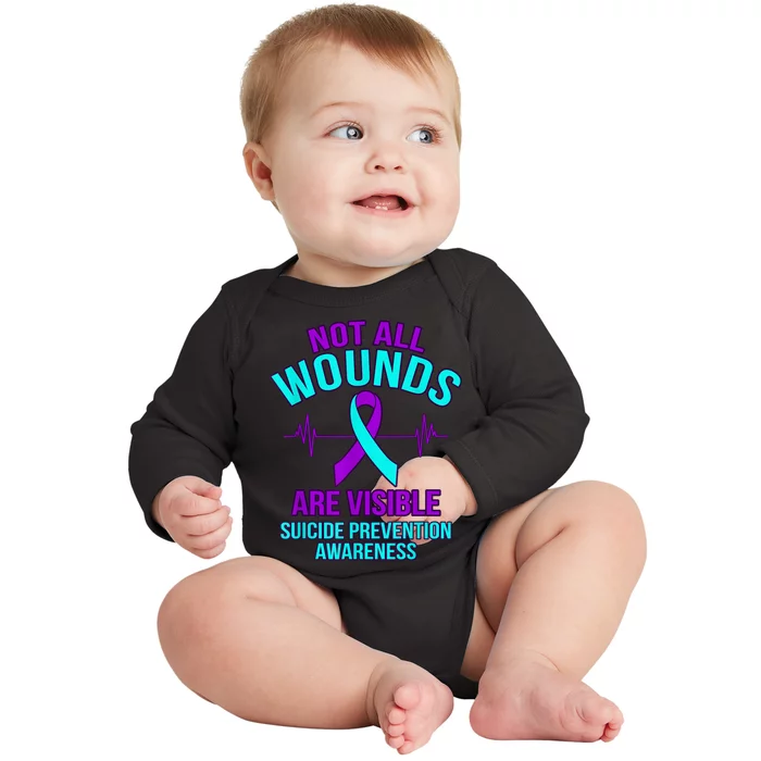 Not All Wounds Are Visible Happy Suicide Awareness Graphic Baby Long Sleeve Bodysuit