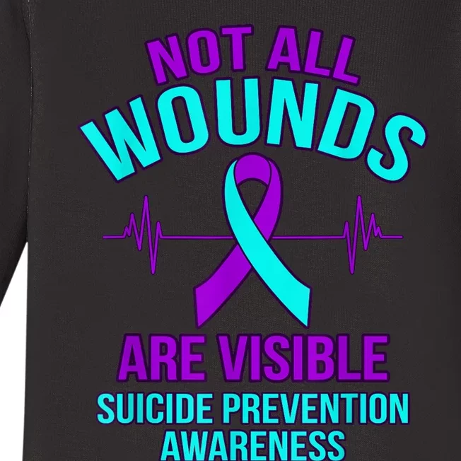 Not All Wounds Are Visible Happy Suicide Awareness Graphic Baby Long Sleeve Bodysuit