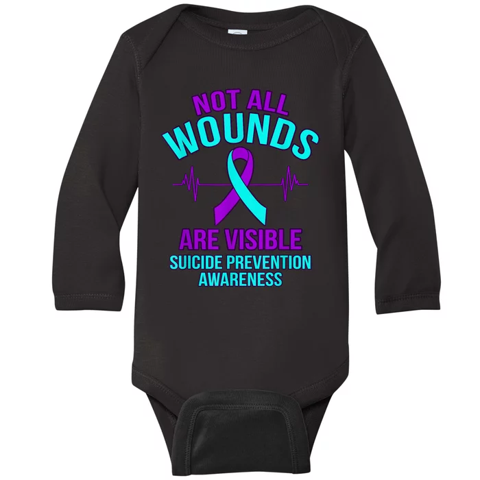 Not All Wounds Are Visible Happy Suicide Awareness Graphic Baby Long Sleeve Bodysuit