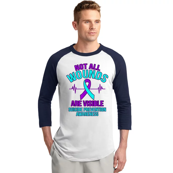 Not All Wounds Are Visible Happy Suicide Awareness Graphic Baseball Sleeve Shirt