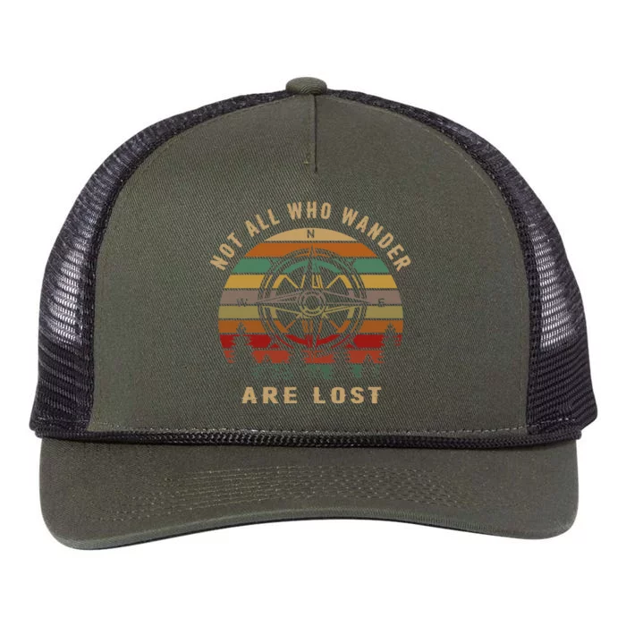 Not All Who Wander Are Lost Outdoor Hiking Traveling Retro Rope Trucker Hat Cap