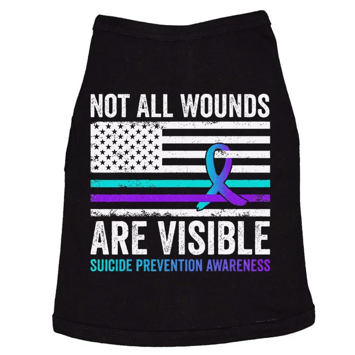 Not All Wounds Are Visible American Flag Suicide Prevention Doggie Tank