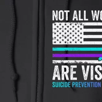 Not All Wounds Are Visible American Flag Suicide Prevention Full Zip Hoodie