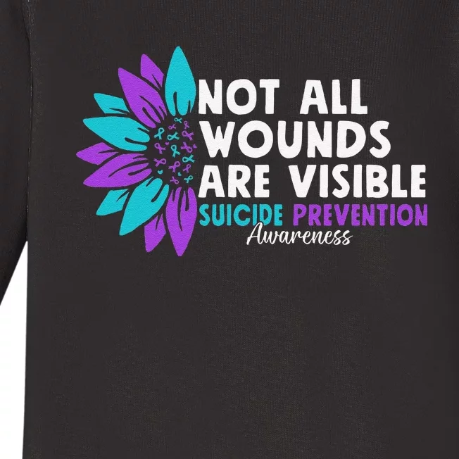 Not All Wounds Are Visible Suicide Awareness Mental Health Baby Long Sleeve Bodysuit