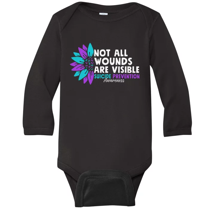 Not All Wounds Are Visible Suicide Awareness Mental Health Baby Long Sleeve Bodysuit