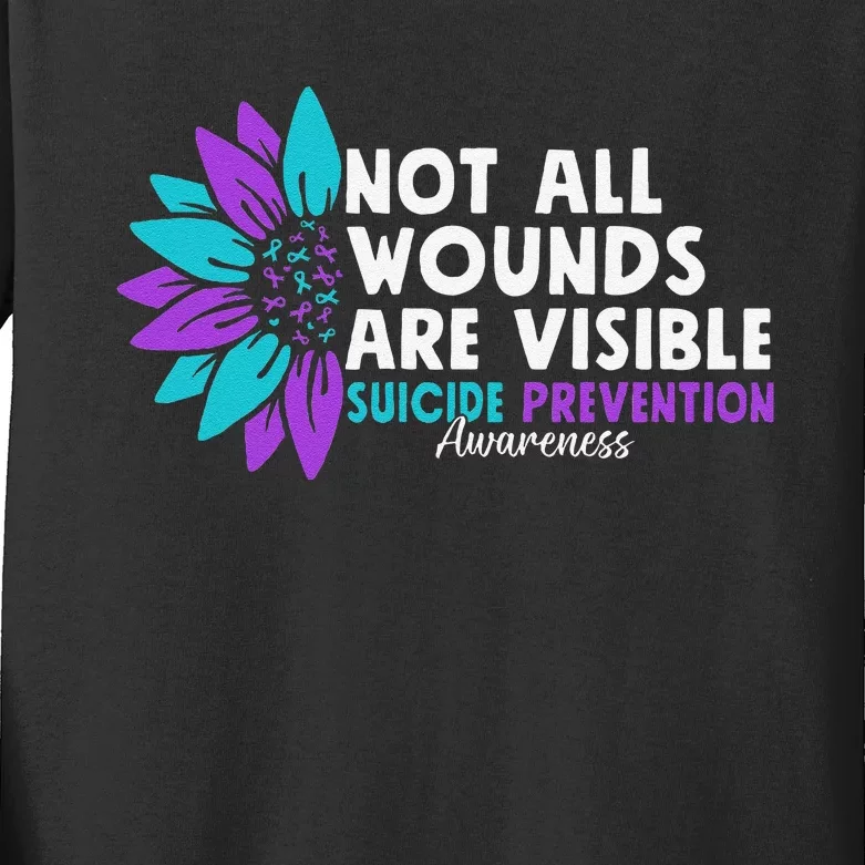 Not All Wounds Are Visible Suicide Awareness Mental Health Kids Long Sleeve Shirt