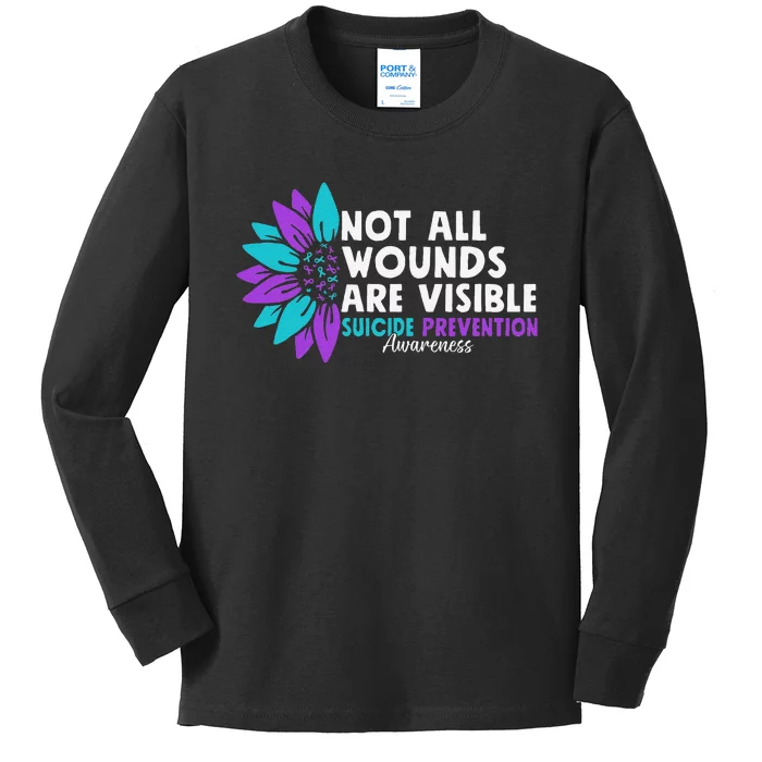 Not All Wounds Are Visible Suicide Awareness Mental Health Kids Long Sleeve Shirt