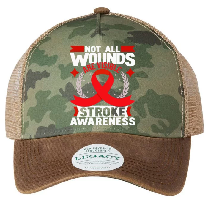 Not All Wounds Are Visible Stroke Awareness Red Ribbon Legacy Tie Dye Trucker Hat