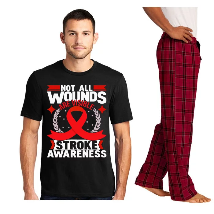 Not All Wounds Are Visible Stroke Awareness Red Ribbon Pajama Set