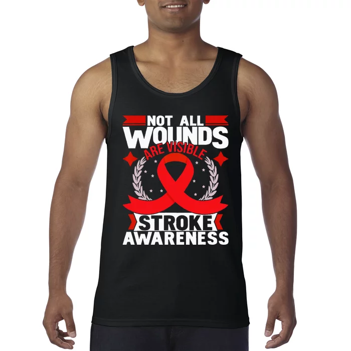 Not All Wounds Are Visible Stroke Awareness Red Ribbon Tank Top