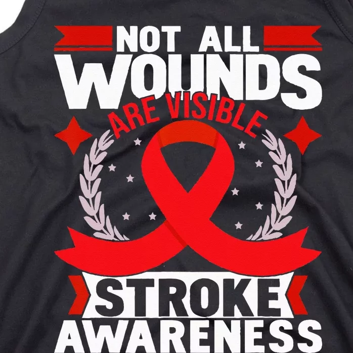 Not All Wounds Are Visible Stroke Awareness Red Ribbon Tank Top