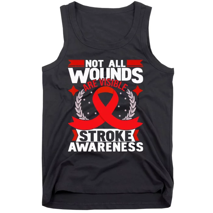 Not All Wounds Are Visible Stroke Awareness Red Ribbon Tank Top