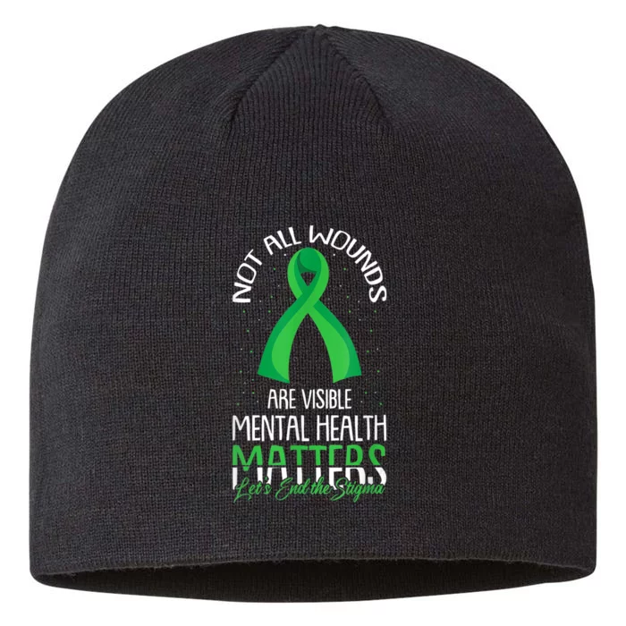 Not All Wounds Are Visible Mental Health Awareness 8 1/2in Sustainable Knit Beanie