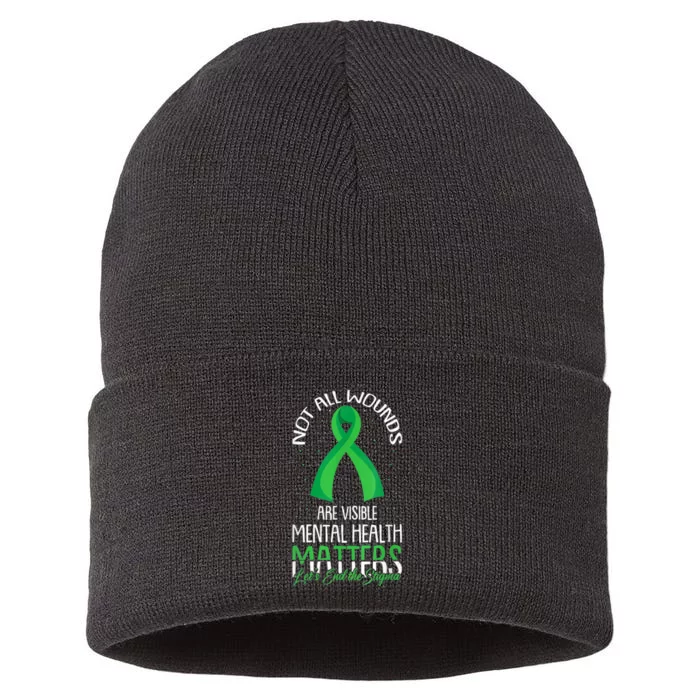 Not All Wounds Are Visible Mental Health Awareness Sustainable Knit Beanie