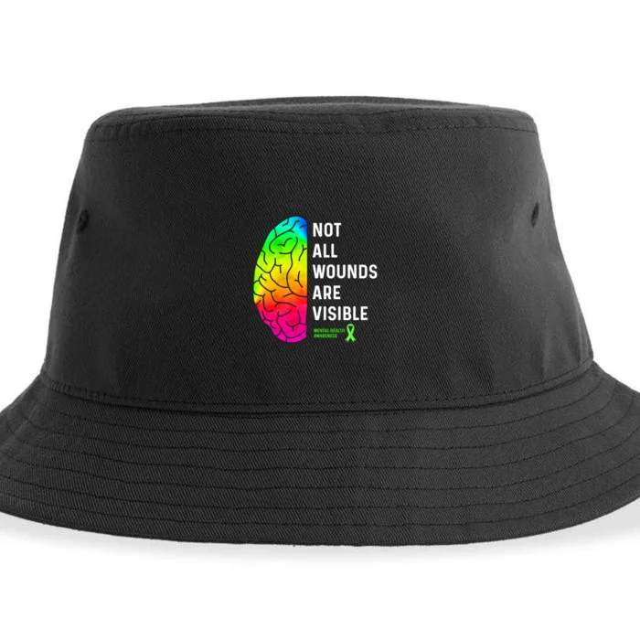 Not All Wounds Are Visible Mental Health Awareness Sustainable Bucket Hat