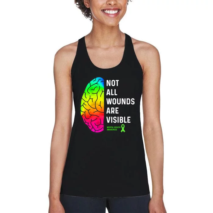 Not All Wounds Are Visible Mental Health Awareness Women's Racerback Tank