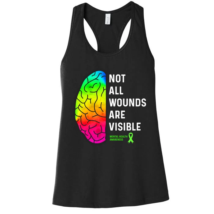 Not All Wounds Are Visible Mental Health Awareness Women's Racerback Tank