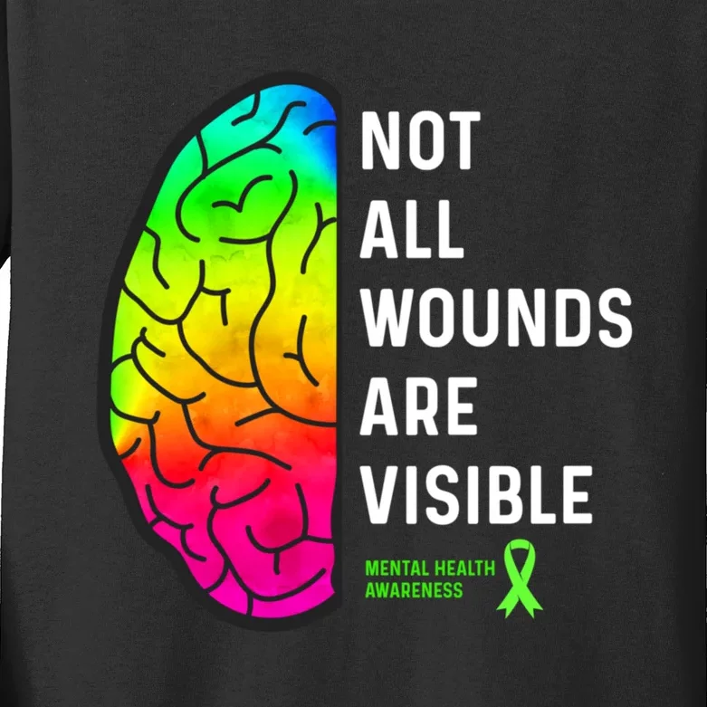 Not All Wounds Are Visible Mental Health Awareness Kids Long Sleeve Shirt