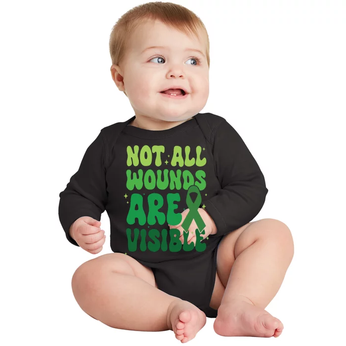 Not All Wounds Are Visible Mental Health Anxiety Baby Long Sleeve Bodysuit