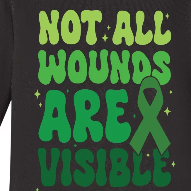 Not All Wounds Are Visible Mental Health Anxiety Baby Long Sleeve Bodysuit