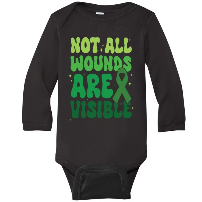 Not All Wounds Are Visible Mental Health Anxiety Baby Long Sleeve Bodysuit