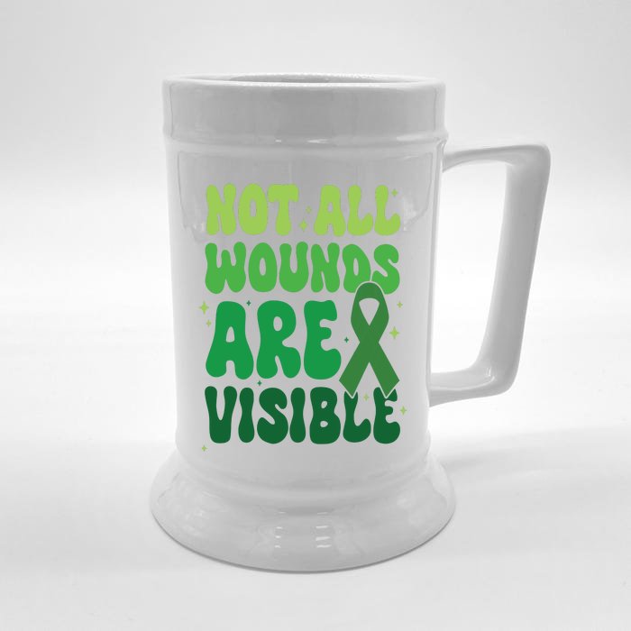 Not All Wounds Are Visible Mental Health Anxiety Front & Back Beer Stein