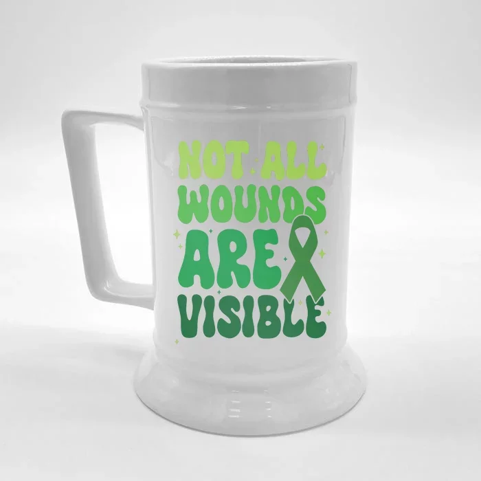 Not All Wounds Are Visible Mental Health Anxiety Front & Back Beer Stein