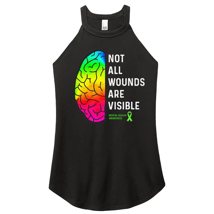 Not All Wounds Are Visible Mental Health Awareness Women’s Perfect Tri Rocker Tank