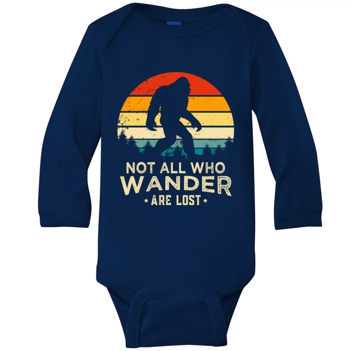 Not All Who Wander Are Lost Funny Plus Size Baby Long Sleeve Bodysuit