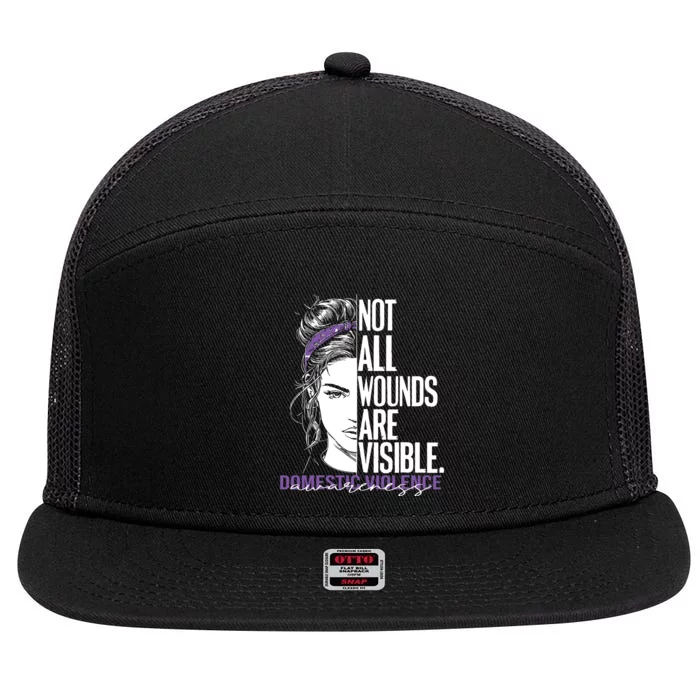 Not All Wounds Are Visible Women Domestic Violence Awareness 7 Panel Mesh Trucker Snapback Hat