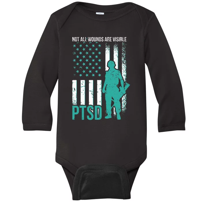 Not All Wounds Are Visible PTSD Awareness Baby Long Sleeve Bodysuit