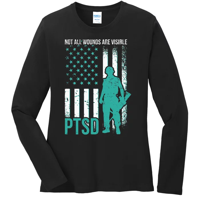 Not All Wounds Are Visible PTSD Awareness Ladies Long Sleeve Shirt