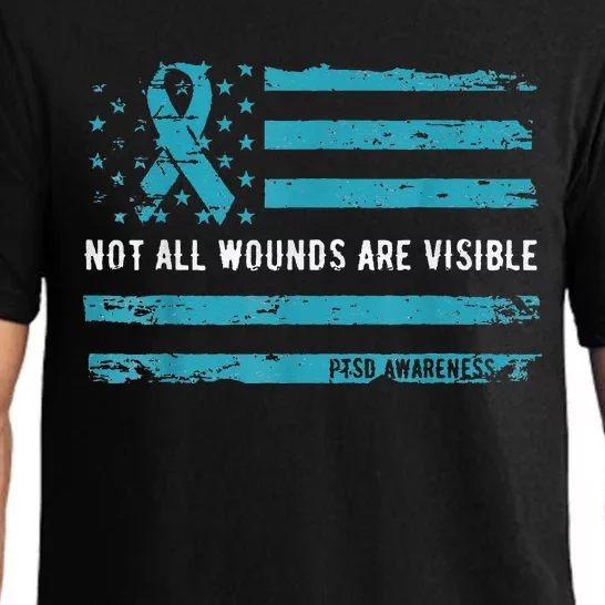 Not All Wounds Are Visible PTSD Awareness Ribbon Flag Pajama Set