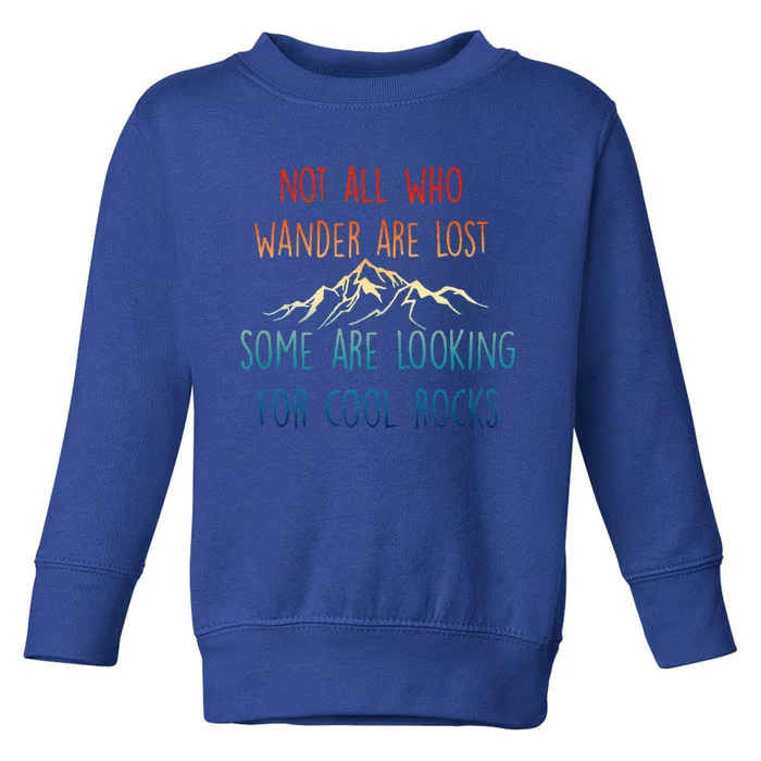 Not All Who Wander Are Lost Some Are Looking For Cool Rocks Toddler Sweatshirt