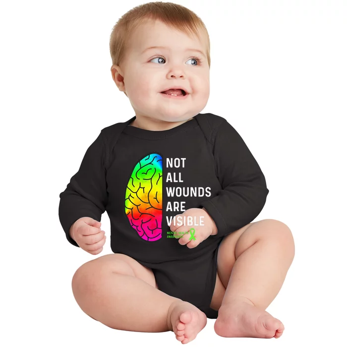 Not All Wounds Are Visible Mental Health Awareness Baby Long Sleeve Bodysuit