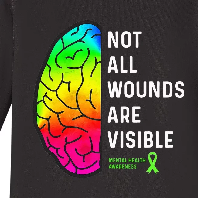 Not All Wounds Are Visible Mental Health Awareness Baby Long Sleeve Bodysuit