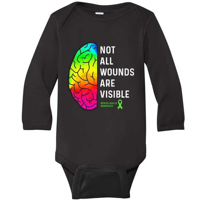 Not All Wounds Are Visible Mental Health Awareness Baby Long Sleeve Bodysuit