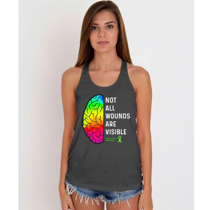 Not All Wounds Are Visible Mental Health Awareness Women's Knotted Racerback Tank