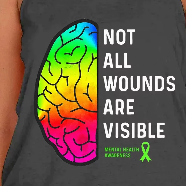 Not All Wounds Are Visible Mental Health Awareness Women's Knotted Racerback Tank