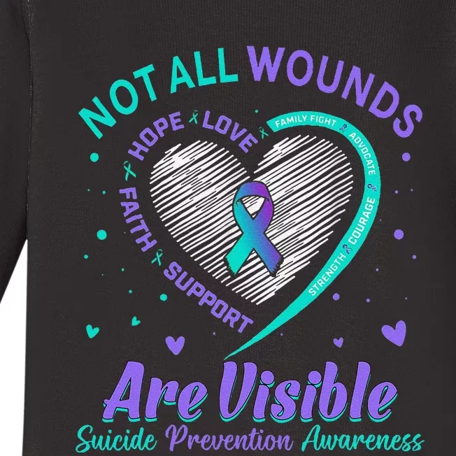 Not All Wounds Are Visible Suicide Mental Health Matters Baby Long Sleeve Bodysuit