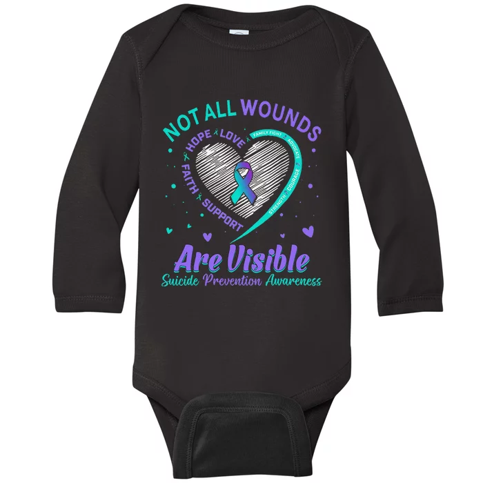 Not All Wounds Are Visible Suicide Mental Health Matters Baby Long Sleeve Bodysuit