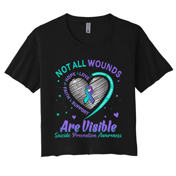 Not All Wounds Are Visible Suicide Mental Health Matters Women's Crop Top Tee